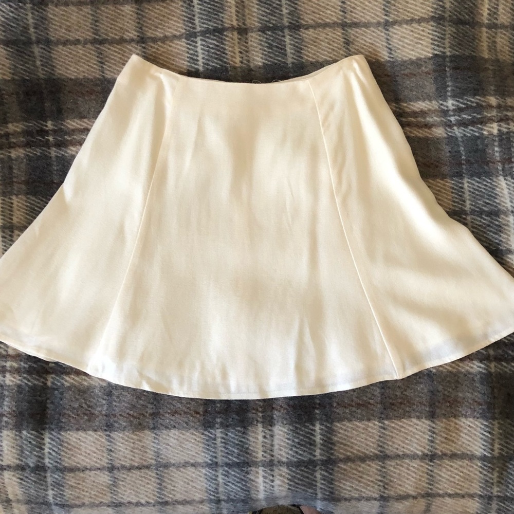 Vintage Express Tailleur A-Line Gored Cream Color Lined Rayon Skirt 9/10 Petite